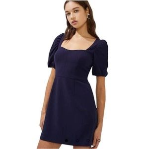 French Connection Navy Puff Sleeve Dress
